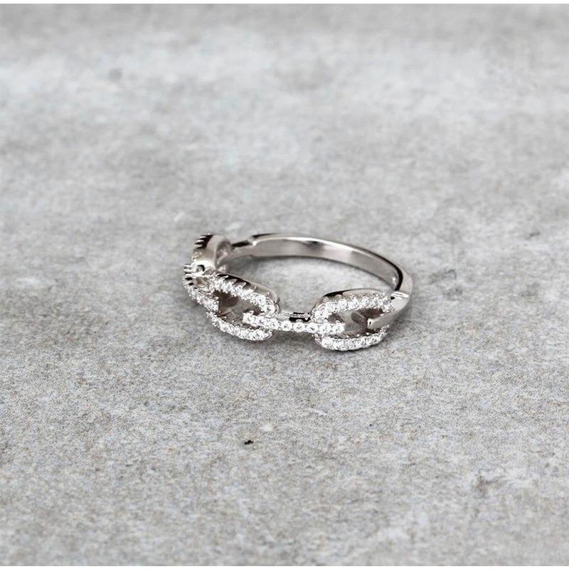 Simple Style Geometric Copper Inlaid Zircon Rings