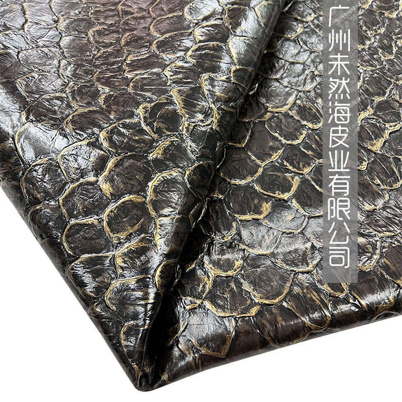 大龙鳞纹鱼鳞纹金鳞复古擦色头层牛皮