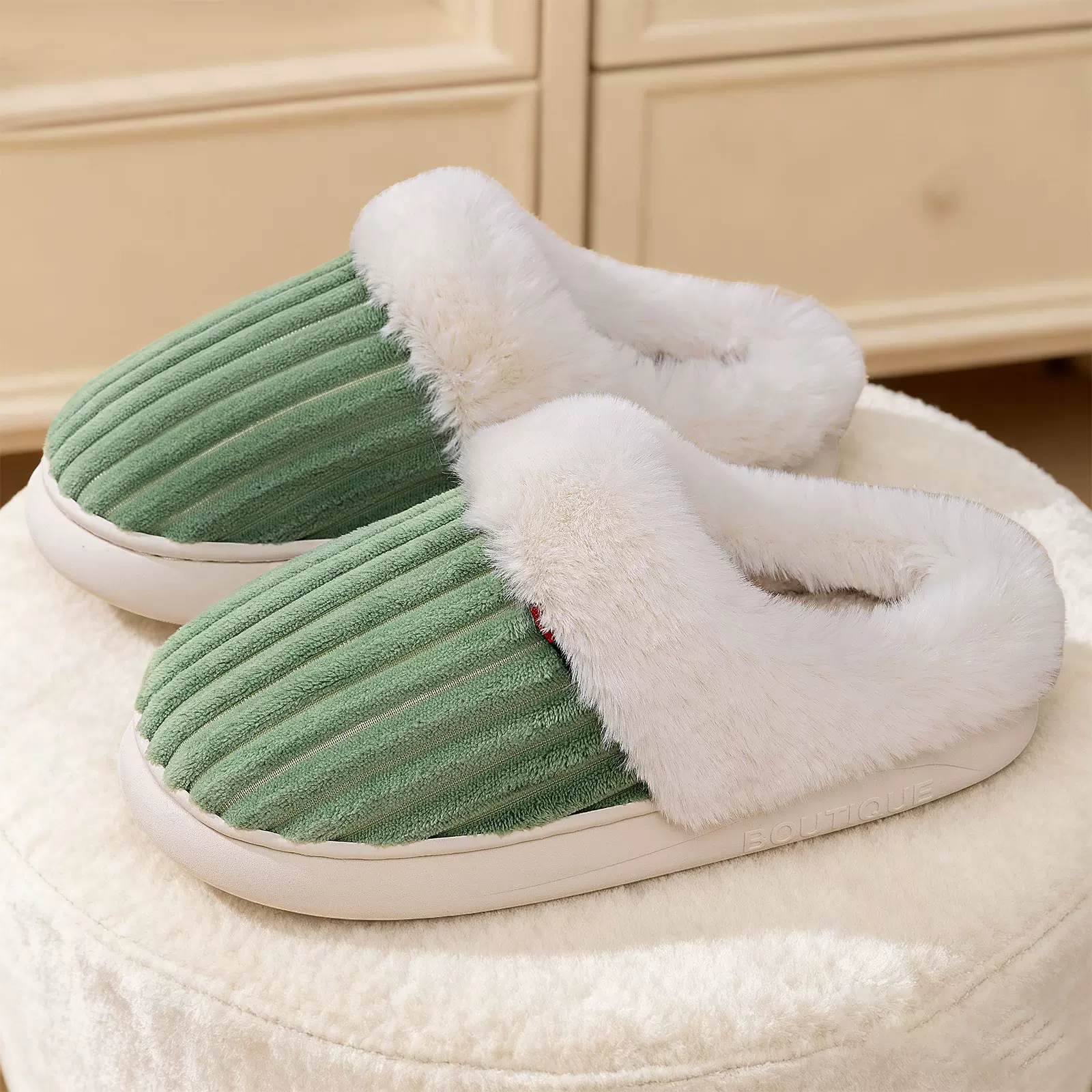 棉鞋女冬季新款加绒加厚一脚蹬居家棉鞋temu休闲百搭保暖棉拖鞋