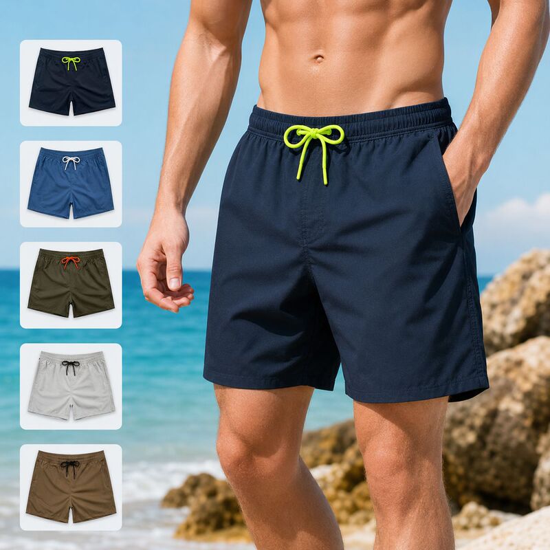 Cross-Border Men's Beach Shorts, Fitness Quick-Dry Loose Straight-Leg Casual Shorts, Vacation Double-Layer Swim Trunks for Men Wholesale Cross-Border Men's Beach Shorts, Fitness Quick-Dry Loose Straight-Leg Casual Shorts, Vacation Double-Layer Swim Trunks for Men Wholesale
