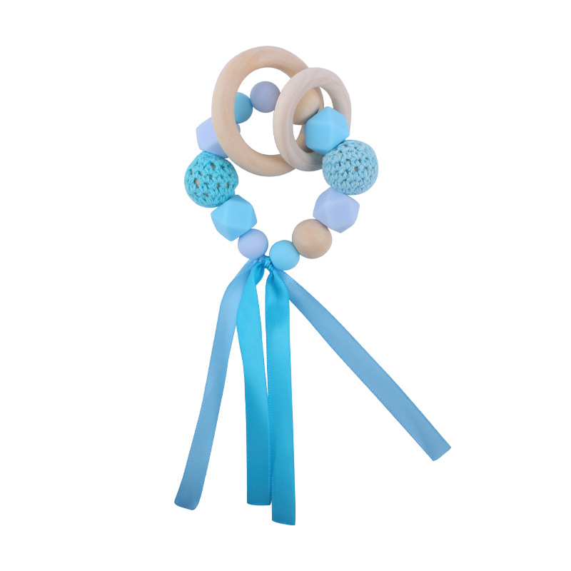 Nuevo bebé suministros cinta pulsera mordedor bebé creativo cuentas de silicona mordida pegamento molar juguete AliExpress