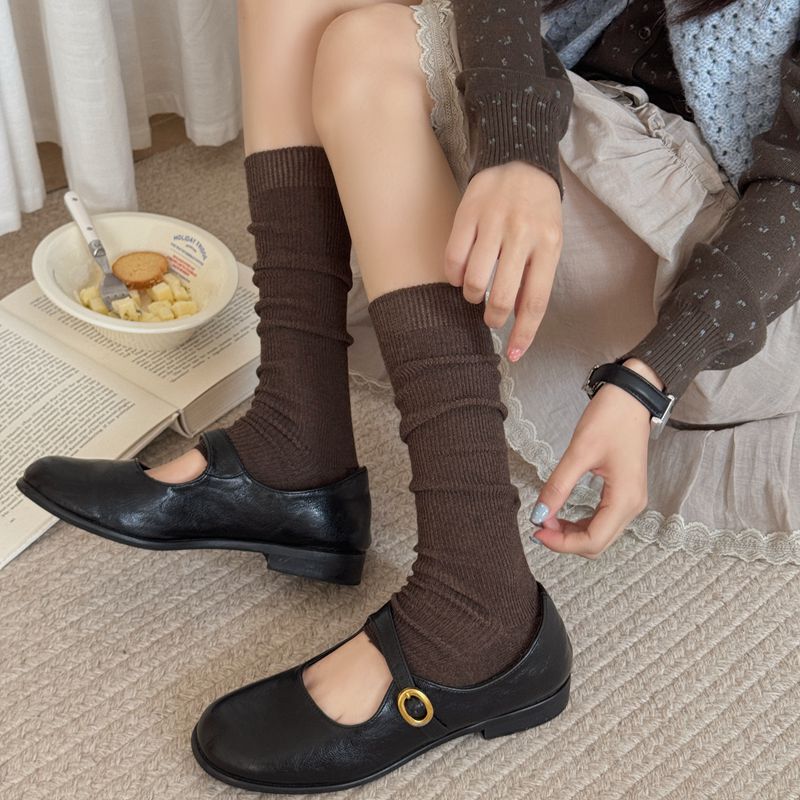 Women's wool ankle socks, autumn and winter, in a Miu style, with a ballet-inspired design, long tube socks, and half-length calf socks Women's wool ankle socks, autumn and winter, in a Miu style, with a ballet-inspired design, long tube socks, and half-length calf socks