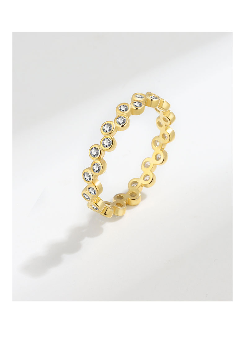 Inlay Design 18K Gold Plated 925 Sterling Silver Zircon Round Rings 925 Sterling Silver Rings