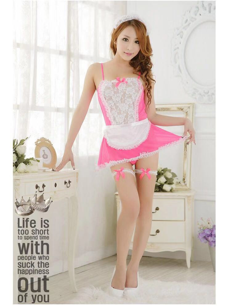Sexy lingerie uniforme tentazione cameriera vestito trasparente pizzo fascia grembiule cameriera casa una generazione di capelli_voghion.com