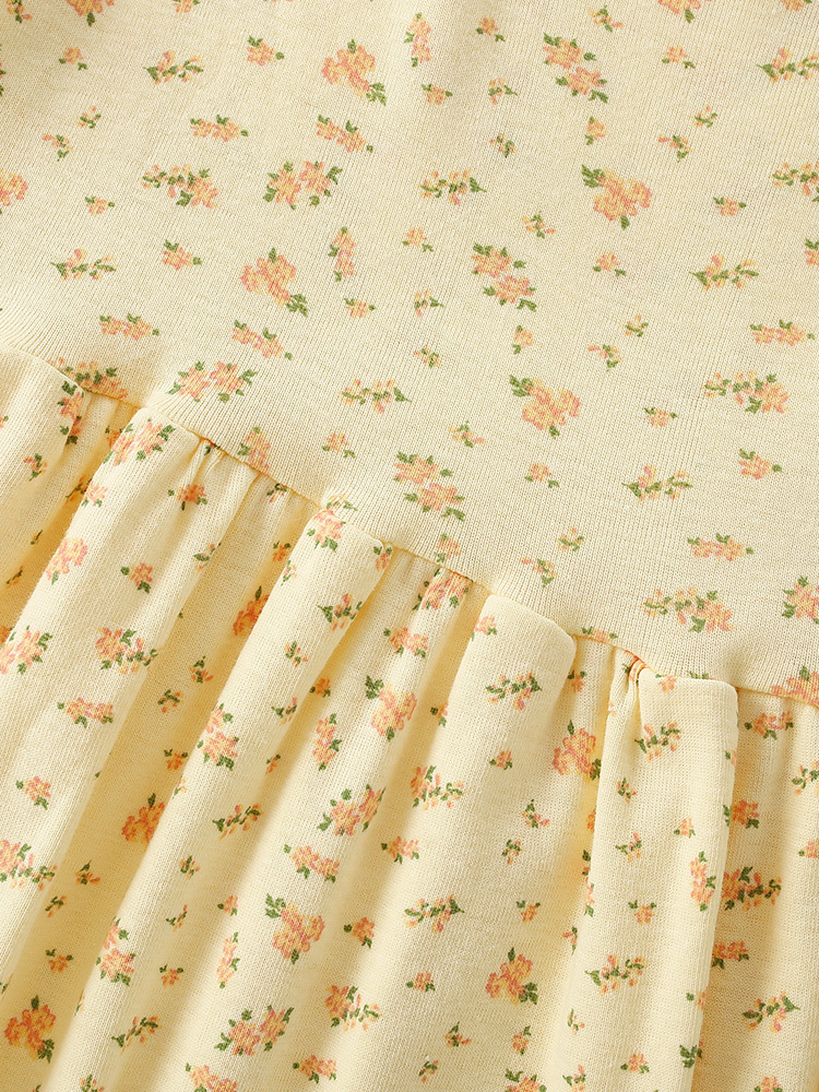 Malwee transfronterizo vestido de verano de niñas vestido lindo impresión de cuello redondo para niños europeos y estadounidenses suave estilo de piel