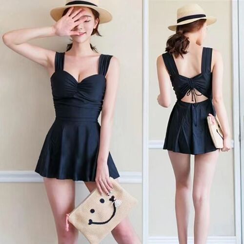  New Large and Small Cup Push-Up Swimsuit, Fashionable and Sexy, Rigid Cup Conservative Split Skirt Style Straight Leg Swimsuit