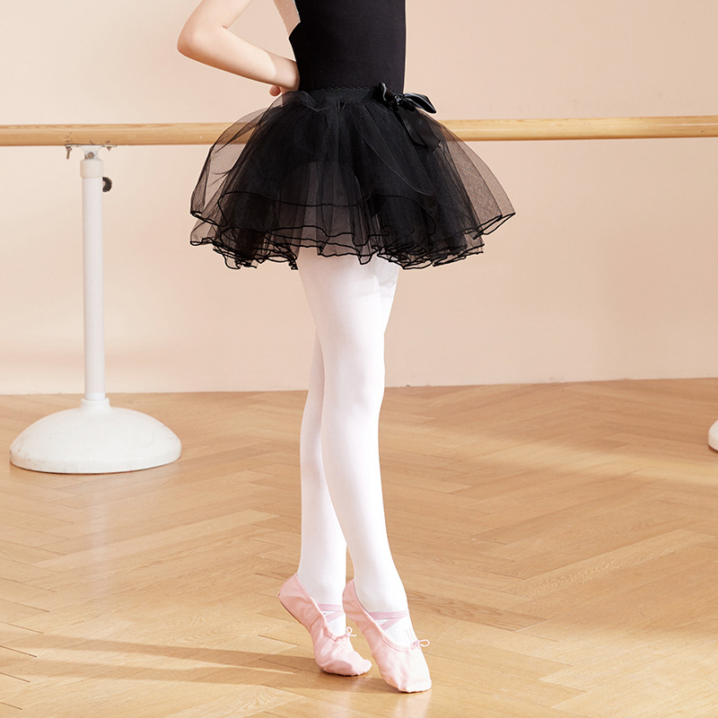 Falda de baile para niños de ala ancha elástica de cuatro capas de malla Princesa pettiskirt Ballet vestido de rendimiento