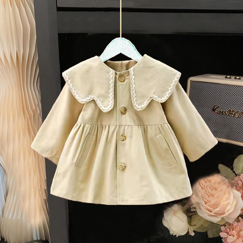 Manteau coupe-vent pour filles printemps automne 2023 nouvelle version coréenne mi-longueur petite et moyenne enfants bébé_voghion.com