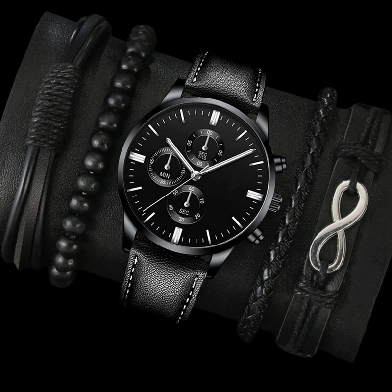 New Cross-Border Men's Watch Foreign Trade Wholesale Trendy Belt Watch Watch Bracelet Set Wrist Watch New Cross-Border Men's Watch Foreign Trade Wholesale Trendy Belt Watch Watch Bracelet Set Wrist Watch