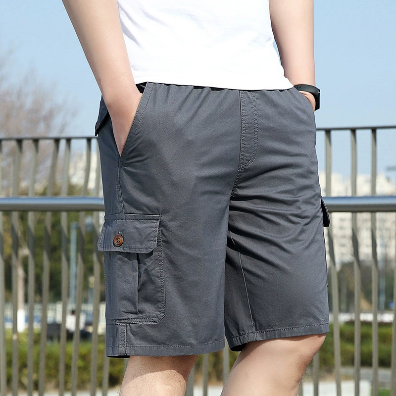 Хлопковые свободные мужские спортивные штаны с несколькими карманами, трансграничная рабочая одежда очень больших размеров, мужские шорты