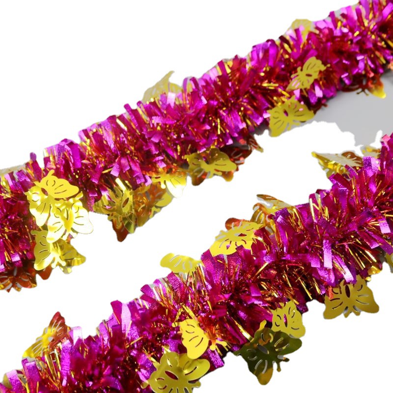 Cruzar la frontera 2 m complejo de navidad fiesta decoración mariposa burbuja de seda madder arreglo de la boda guirnalda rayas de color