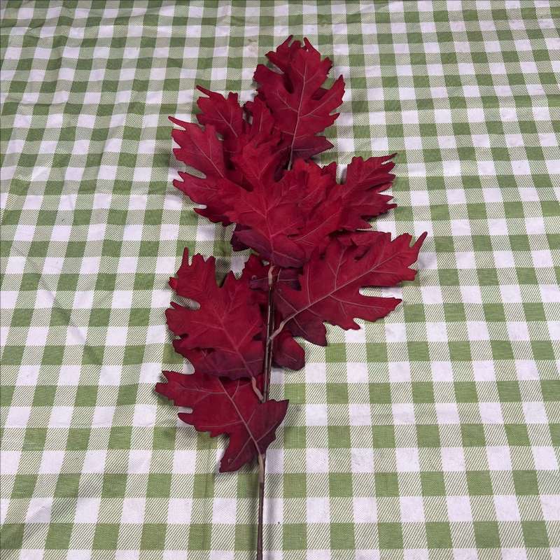 模擬オークの葉、単枝鋸歯状の葉、結婚式場のベースフラワー、模擬花、高品質のウェディングドレスアップシルクフラワー|undefined