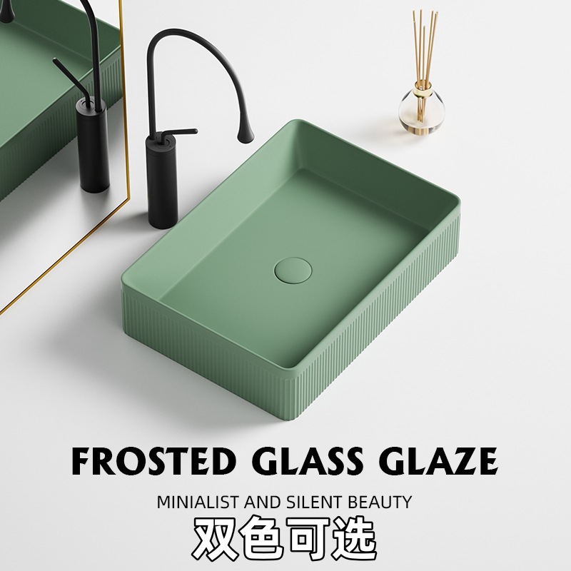 Tabla de arte lavabo cerámica doméstica lavabo facial baño balcón cuadrado redondo oval negro verde oscuro
