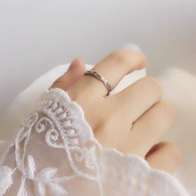 镀银色青丝绕情侣戒指一个酷酷镂空线条交织对戒男女开口可调节