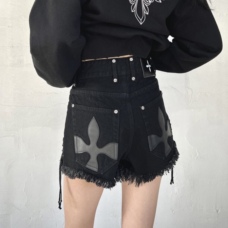 (2개) 인터넷 레드 블랙 데님 반바지 여성 여름 플러스 사이즈 뚱뚱한 자매 MM 슬리밍 높은 허리 넓은 다리 A 모양의 뜨거운 바지 유행