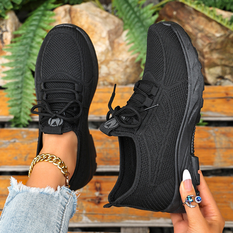 2026 New Women's Fly-Knit Sneakers, Black Breathable Soft-Soled Non-Slip Casual Shoes, Work Shoes, Old Beijing Cloth Shoes 2026 New Women's Fly-Knit Sneakers, Black Breathable Soft-Soled Non-Slip Casual Shoes, Work Shoes, Old Beijing Cloth Shoes