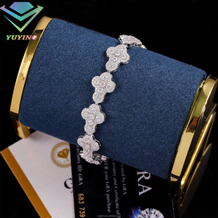 European and American Hot-Selling Cross Bracelet 13mm S925 Silver Full-Set Moissanite Hip-Hop Style Trendyy Personalized Men's Bracelet