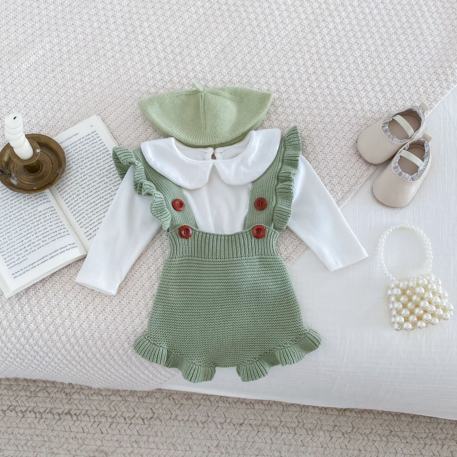 96g Weight Romper Children's Clothing Type Shorts Pants Length Cotton Fabric Type Mid Waist Waist Line Baby(0-2Years) Age Group Holiday, Daily, Selfie Occasion Regular Fit Fit Type Solid Color Pattern Spring, Autumn Season Baby Girl'S Gender Elegant, Cute Style Elegant Cute Solid Color Cotton Pants & Leggings 2