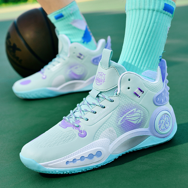 Zapatillas de baloncesto para estudiantes de primaria y secundaria Zapatillas antideslizantes de combate real de piso de concreto para jóvenes Zapatillas azules de corte bajo para hombres y niños James