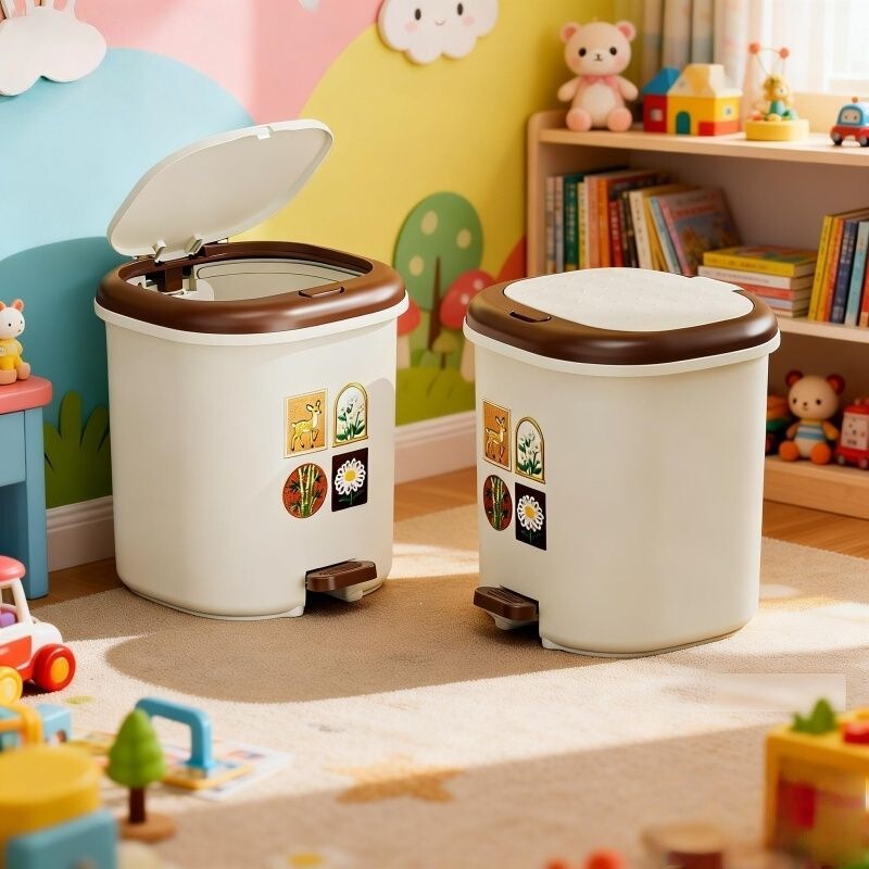 Trash Can for Home Use, Bedroom, New Model for Kitchen with Lid, Multi-Purpose, Cute, Living Room, Foot-Operated, Classified Waste Bin Trash Can for Home Use, Bedroom, New Model for Kitchen with Lid, Multi-Purpose, Cute, Living Room, Foot-Operated, Classified Waste Bin