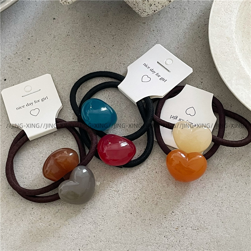 Jelly texture colorful love hair band fashionable contrasting color…