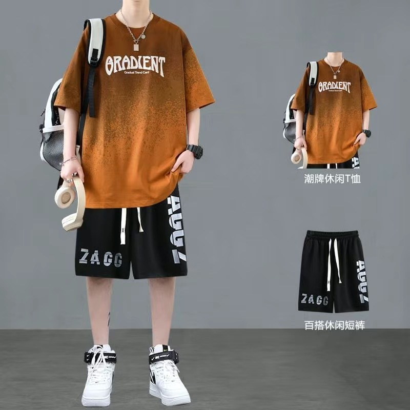 カジュアルスーツ 2025 新しいティーンエイジャー半袖ショーツボーイズ夏ツーピーススーツ学生ハンサムな衣装紳士服|undefined