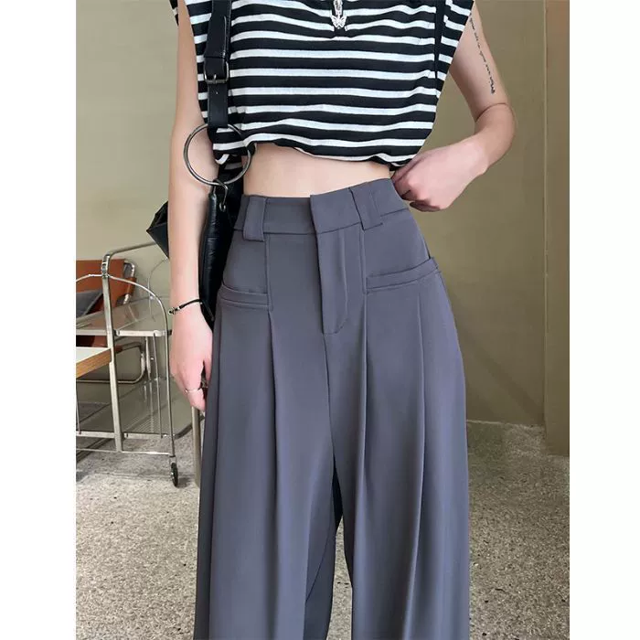 White thin trousers, suit, oversize, loose fit, high-quality style