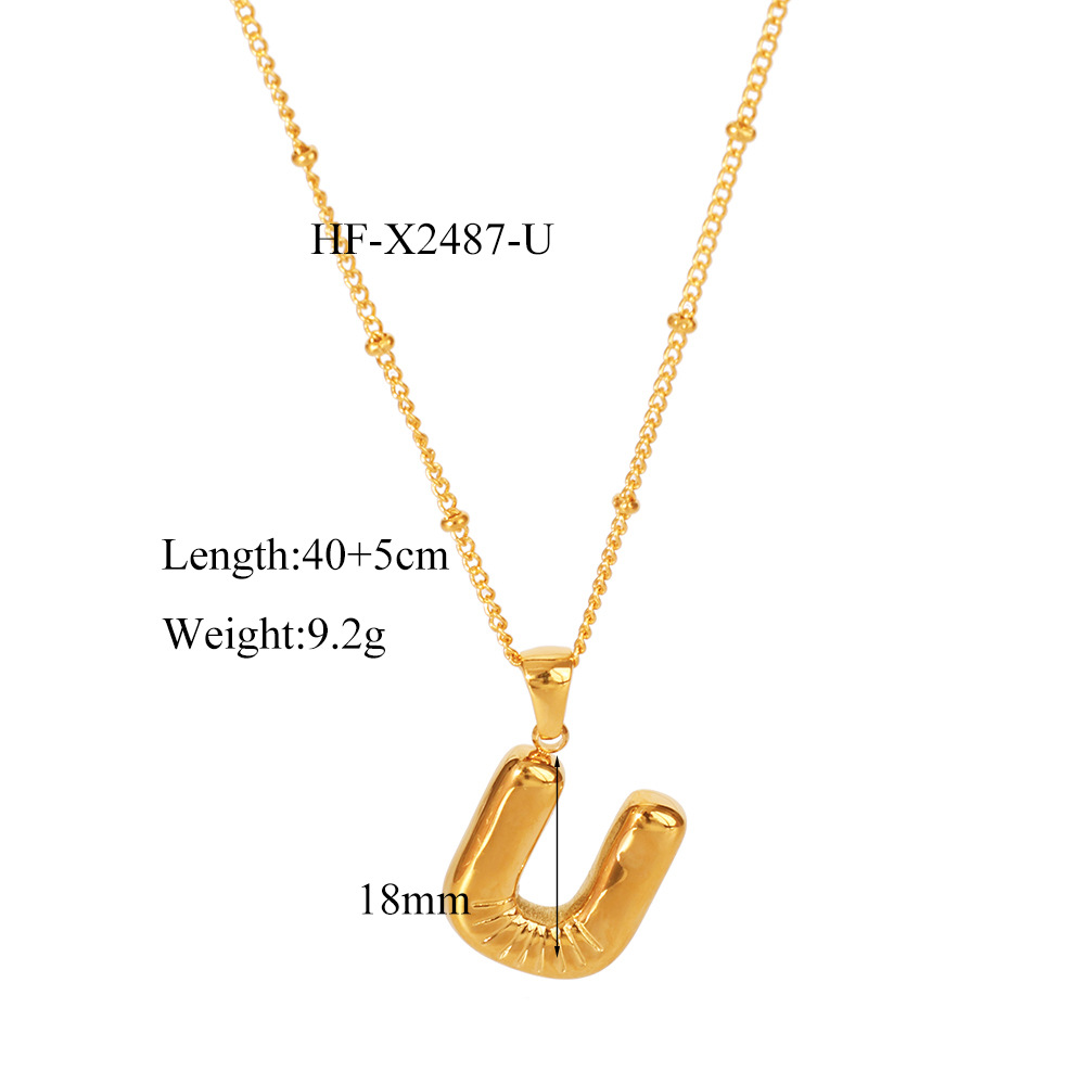 12g Weight Titanium Steel Pendant Material Pendant Necklace Classification Titanium Steel Chain Material cable chain Chain Type 1 Piece Quantity Daily Occasion Titanium Steel Material Letter Pattern All Seasons Season Women's Gender Plating Design Modern Style, Simple Style Style Wholesale Jewelry Modern Style Simple Style Letter Titanium Steel Plating Cable Chain Pendant Necklace 18