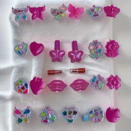 跨境儿童玩具化妆盒炫彩眼影可水洗腮红女孩过家家唇膏公主彩妆盒