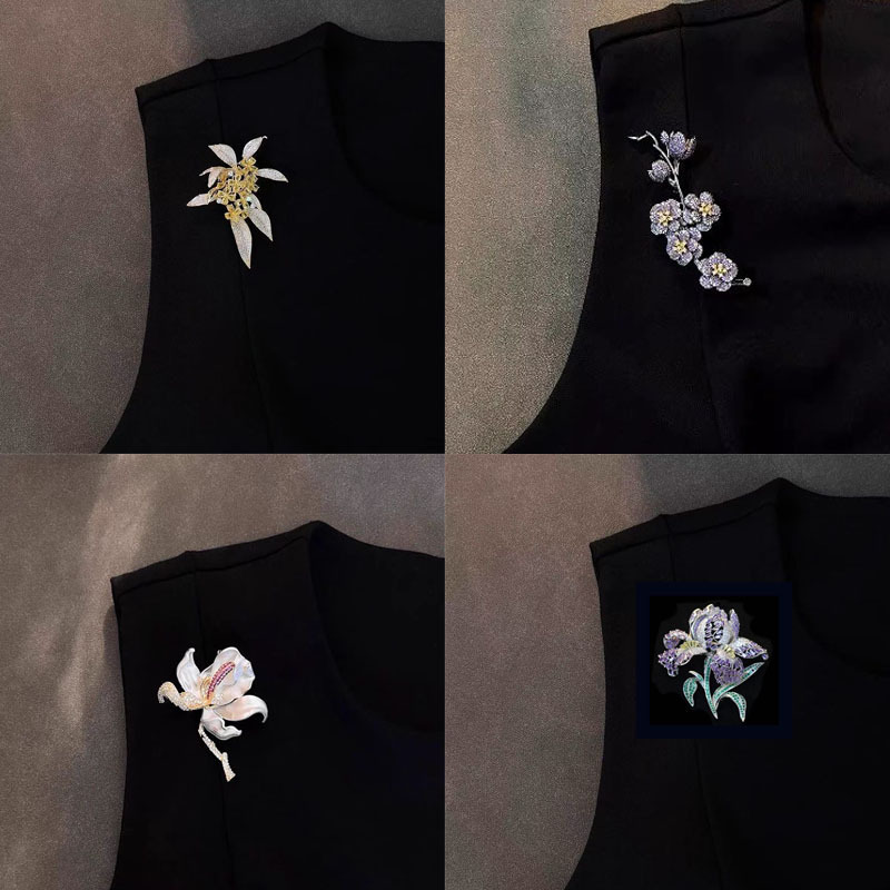 Light Luxury Retro Palace Style Floral Brooch for Women European and American Cross-Border Heavy-Duty High-End Suit Coat Pin