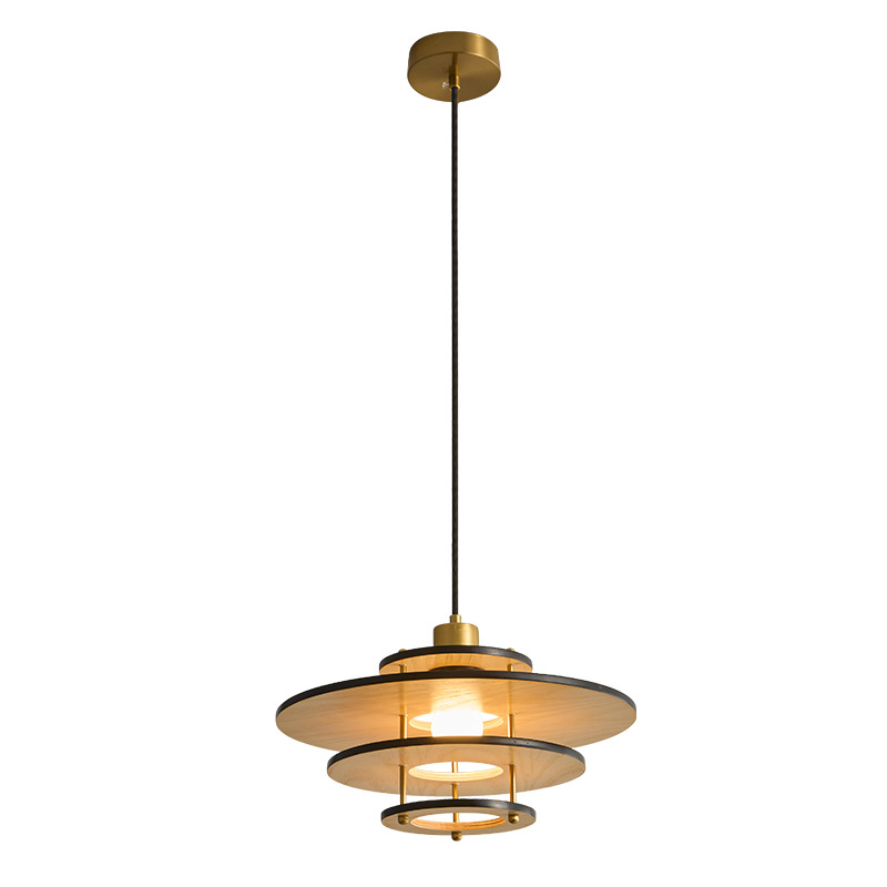 Platillo volador de madera maciza estilo medieval color nuez retro bar mesa de comedor hotel de alojamiento residencial sala de té lámparas candelarias