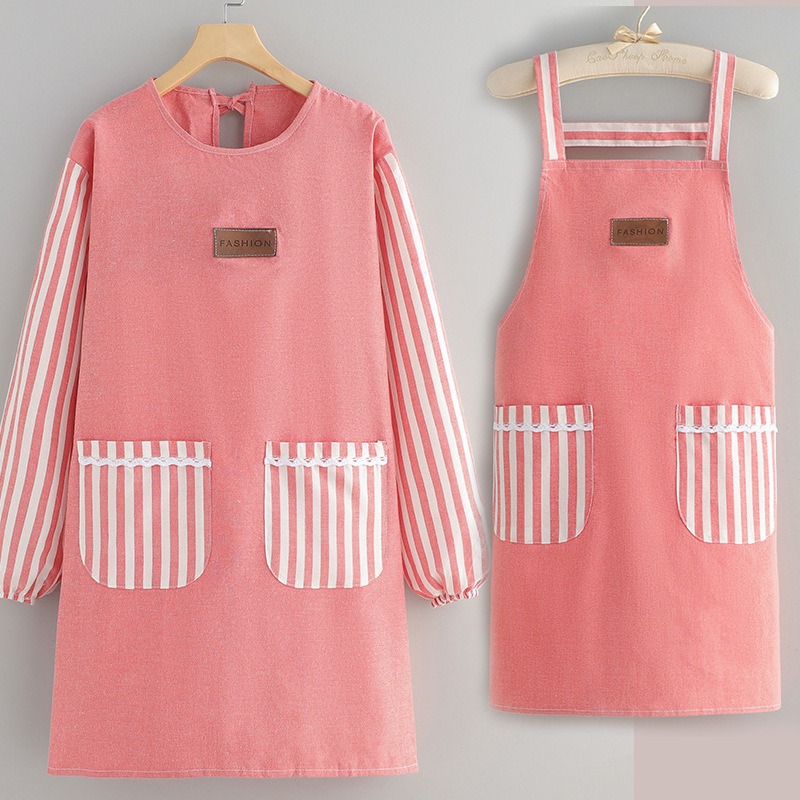 Korean-style Simple And Stylish Kitchen Waterproof Long-sleeve For Adults, Women's Workwear, Dirt-resistant Work Apron_voghion.com