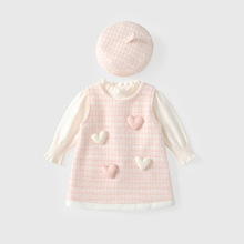 女宝宝连衣裙秋冬2025新款小香风女童公主裙周岁礼服薄绒背心裙子