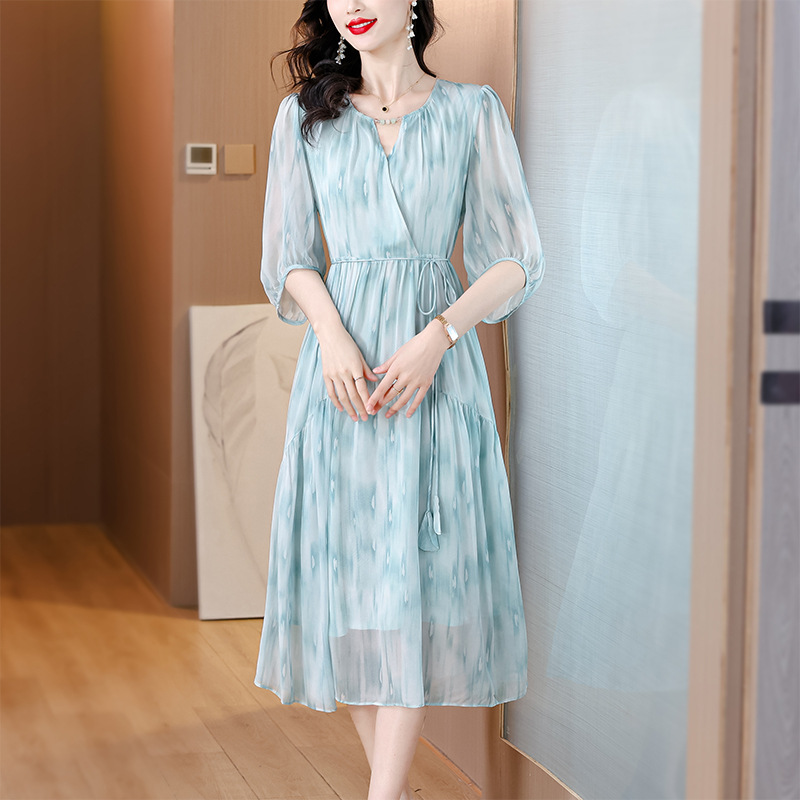 Shiffon summer fitted dress