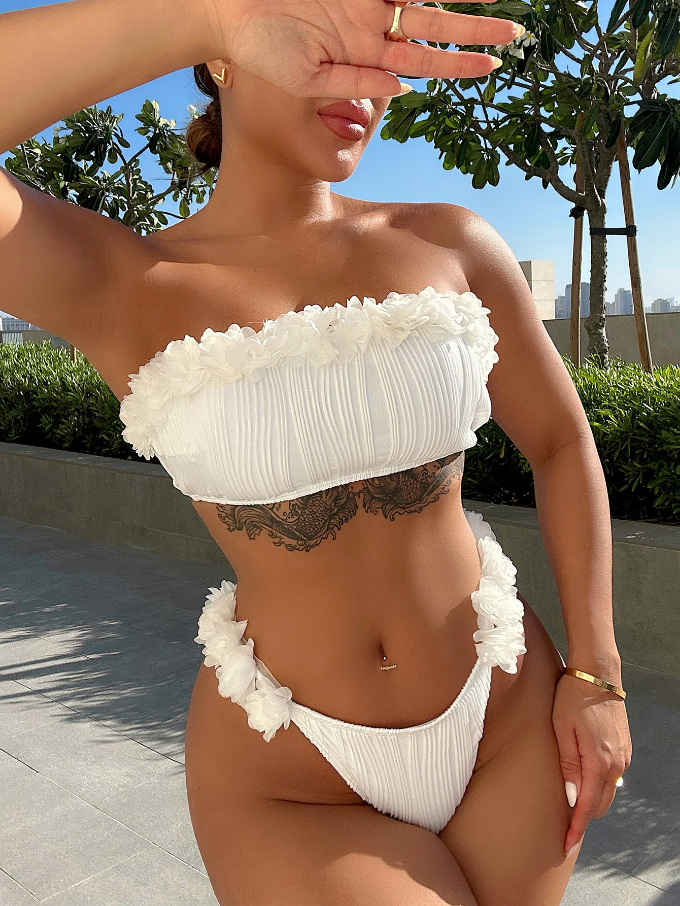 88g Weight Sexy Feel Of Sensation Women's Solid Color 2 Piece Set Bikinis