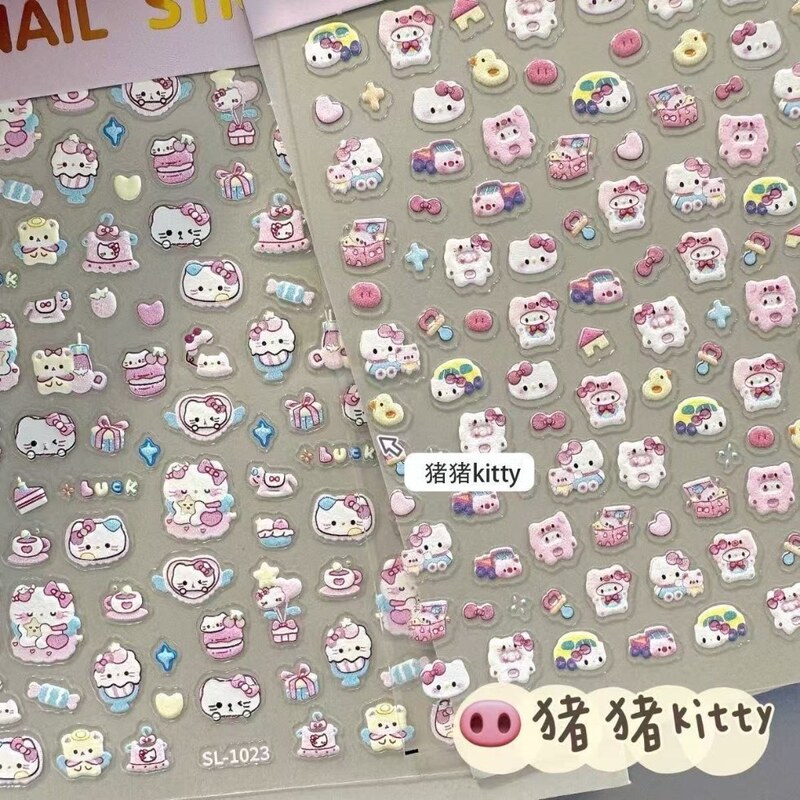 Cute Hellokitty Hello Kitty Manicure Stickers Embossed Stereo Girl Heart Cartoon DIY Nail Decoration Stickers Cute Hellokitty Hello Kitty Manicure Stickers Embossed Stereo Girl Heart Cartoon DIY Nail Decoration Stickers