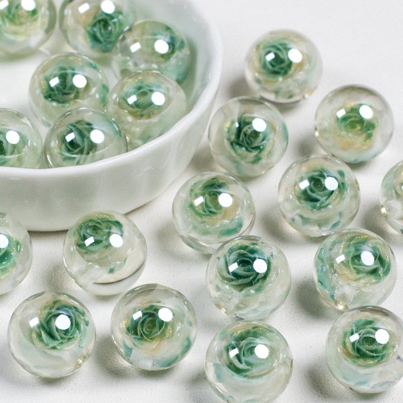 Ding Yi's New K16 Roselle Rose Luminous Beads Cold Moon Electroplated Resin Beads Loose Beads DIY Phone Chain Materials