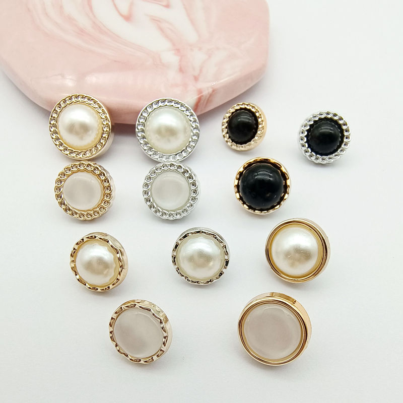 Chanel Style Round Pearl Button Hundred Tower Coat Windbreaker Shirt Top Button Bright Color High Foot Hand Sewn Buckle Chanel Style Round Pearl Button Hundred Tower Coat Windbreaker Shirt Top Button Bright Color High Foot Hand Sewn Buckle