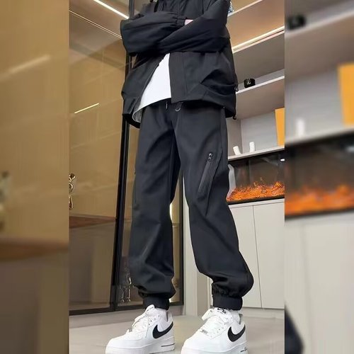 American Tactical Functional Cargo Pants for Men, High Street Micro-Ripple Work Pants, Outdoor Water Hiking Pants, Casual Pants