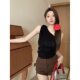 French Style Elegant Bow Strap Knitted Camisole Women's Summer Spice Girls Sleeveless Top