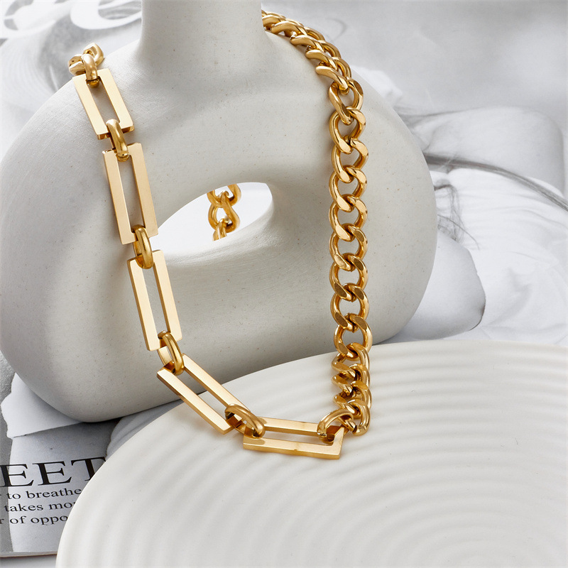 Hip Hop Fashion Stainless Steel Clavicle Chain stitching chain necklace