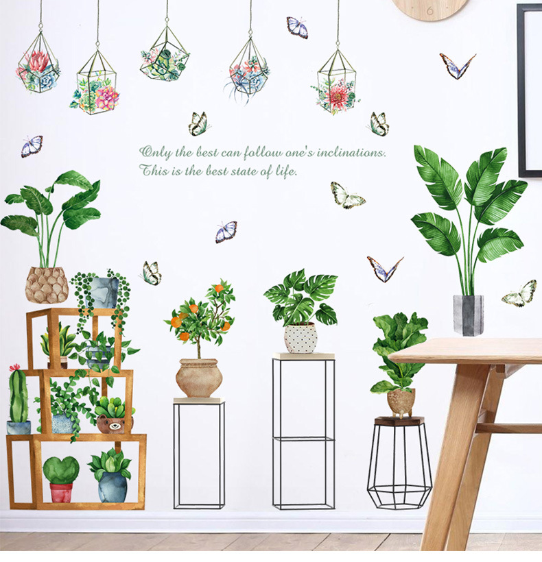 Neuer grner PflanzenSchildkrtenBlattTopfAnhnger dekorative Wandaufkleber Wallpicture1