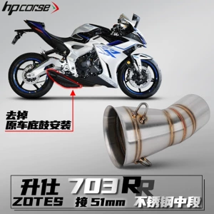 Zontes 703Rr Motosiklet Səsboğucu Borusu 51mm Alt Səsboğucuya Qoşulur, Paslanmayan Polad