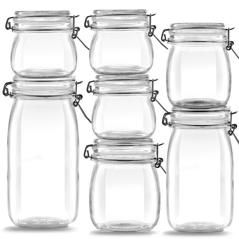 Tarro hermético botella de vidrio con tapa de almacenamiento de grado alimenticio para el hogar encurtido kimchi miel limón maracuyá botella de vino de ciruela verde