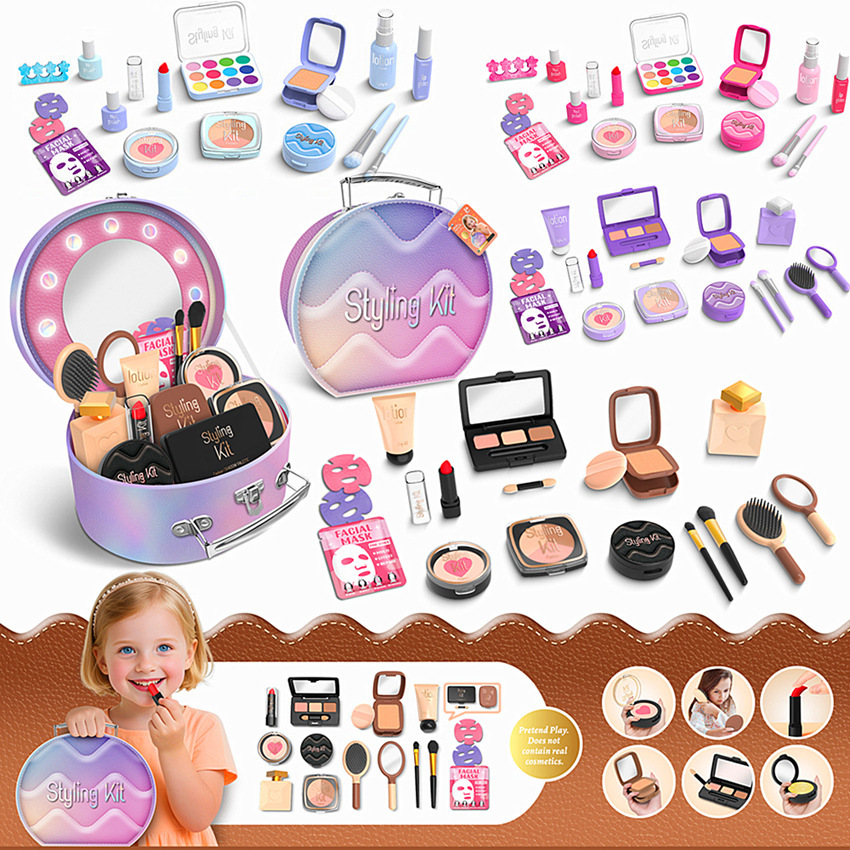 Niños y niñas transfronterizos vestidos de maquillaje conjunto de simulación de maquillaje accesorios herramientas de maquillaje para el hogar juguetes