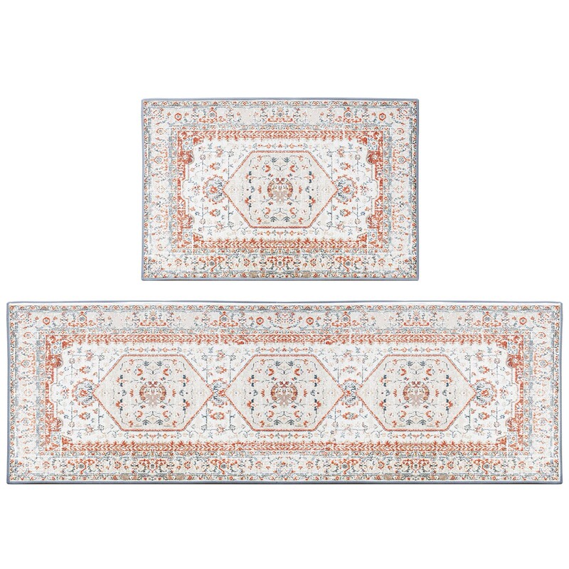 Cross-border Amazon Kitchen Floor Mat Two-piece Set European and American Style Household Water Absorbent Oil-absorbing Dirty-resistant Foot Mat Door Mat