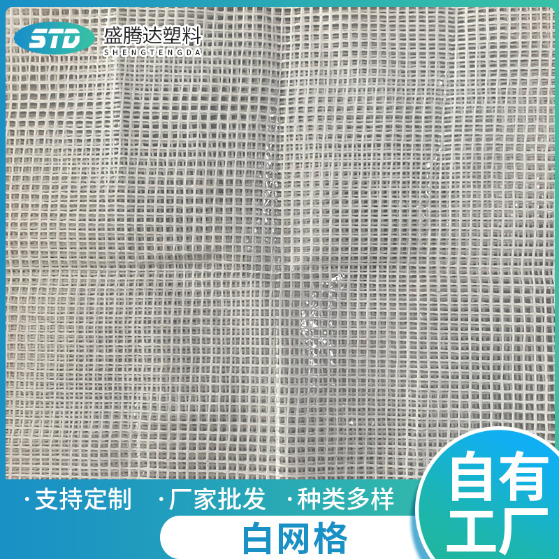 PE透明涂膜网格布大棚白色双面涂膜PE网格布 150克花房暖房网格布