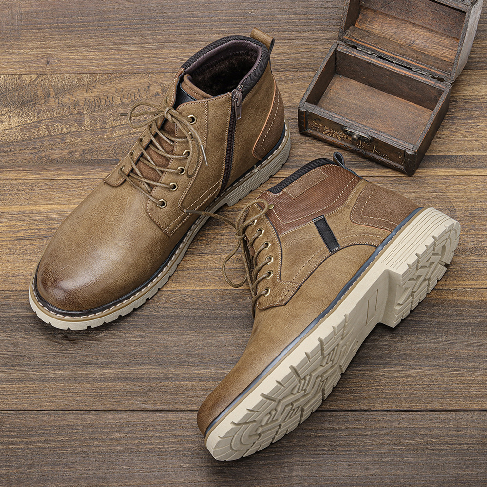 Men's Martin Boots Independent Station Retro Color Polished Ankle Boots Cross-border Trade Men's Shoes Plus Size Autumn and Winter Men's Boots_voghion.com