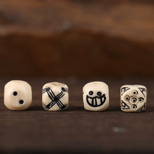 Xizang-style engraved dice-shaped square beads bracelet, DIY semi-finished loose beads, accessories, and decorative items