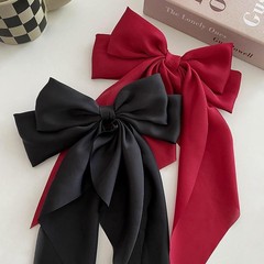 秋季缎面蝴蝶结飘带发夹女布艺夹子发卡后脑勺弹簧夹少女顶夹发饰